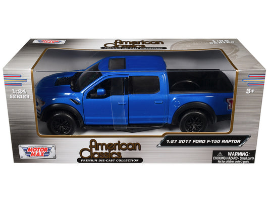 2017 Ford F-150 Raptor Pickup Truck Medium Blue Metallic 1/24-1/27 Diecast Model Car by Motormax by Motormax