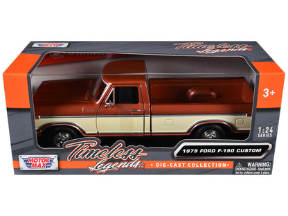 1979 Ford F-150 Custom Pickup Truck Brown Metallic and Cream "Timeless Legends" Series 1/24 Diecast Model Car by Motormax by Motormax