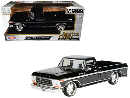1979 Ford F-150 Custom Pickup Truck Black "Maxx Design" Series 1/24 Diecast Model Car by Motormax by Motormax
