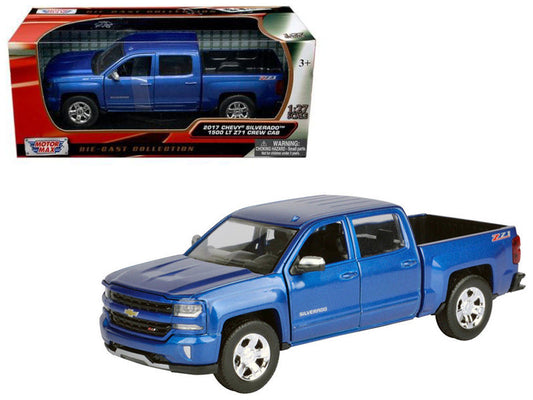 2017 Chevrolet Silverado 1500 LT Z71 Crew Cab Pickup Truck Blue 1/27 Diecast Model Car by Motormax by Motormax