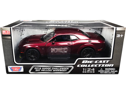 2018 Dodge Challenger SRT Hellcat Widebody Burgundy Metallic "Die-Cast Collection" Series 1/24 Diecast Model Car by Motormax by Motormax
