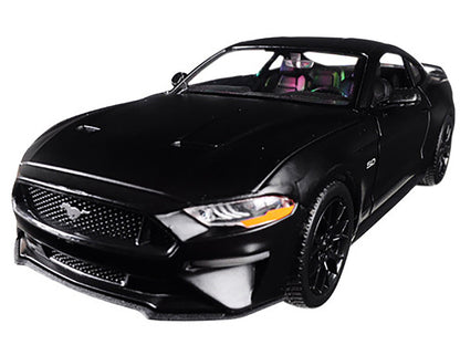 2018 Ford Mustang GT 5.0 Matt Black with Black Wheels 1/24 Diecast Model Car by Motormax by Motormax