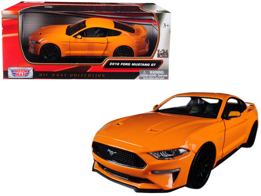 2018 Ford Mustang GT 5.0 Orange with Black Wheels 1/24 Diecast Model Car by Motormax by Motormax