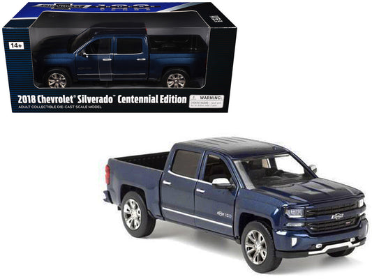 2018 Chevrolet Silverado LTZ Pickup Truck Centennial Edition Blue Metallic "100 Years Anniversary" 1/27 Diecast Model Car by Motormax by Motormax