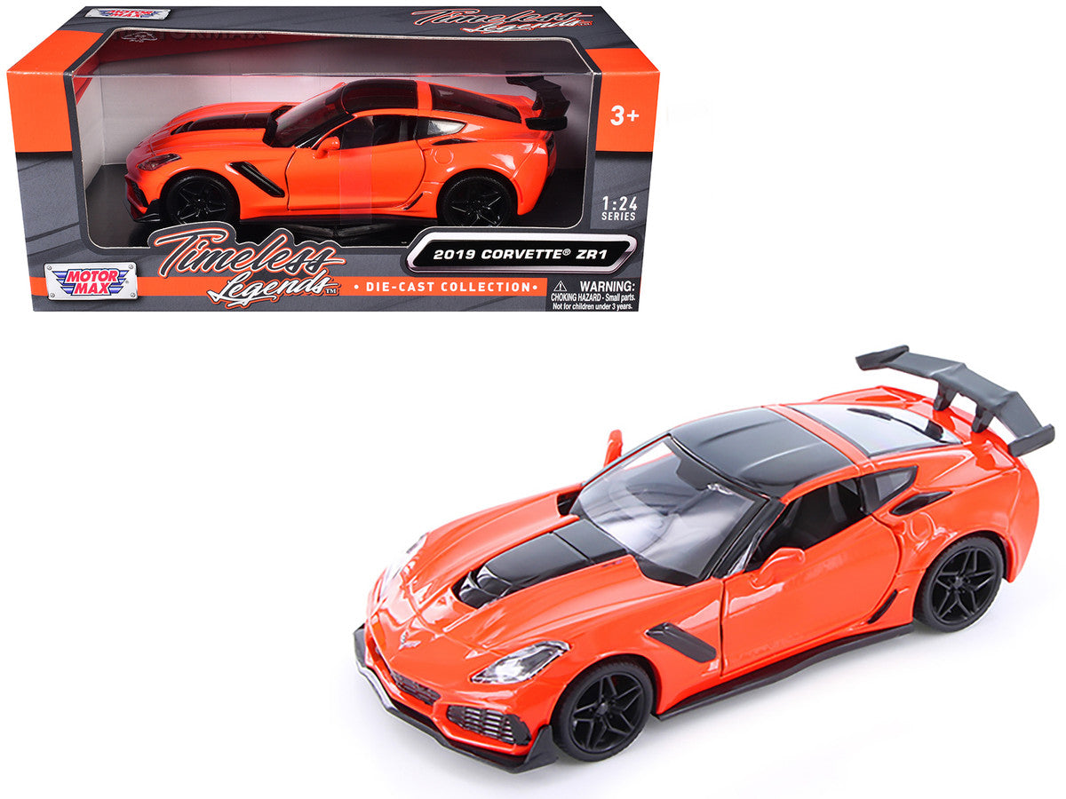 2019 Chevrolet Corvette ZR1 Orange with Black Accents 1/24 Diecast Model Car by Motormax by Motormax