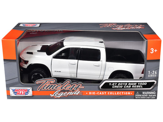 2019 RAM 1500 Rebel Crew Cab Pickup Truck White 1/24-1/27 Diecast Model Car by Motormax by Motormax