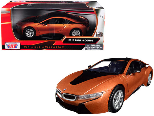 2018 BMW i8 Coupe Metallic Orange with Black Top 1/24 Diecast Model Car by Motormax by Motormax