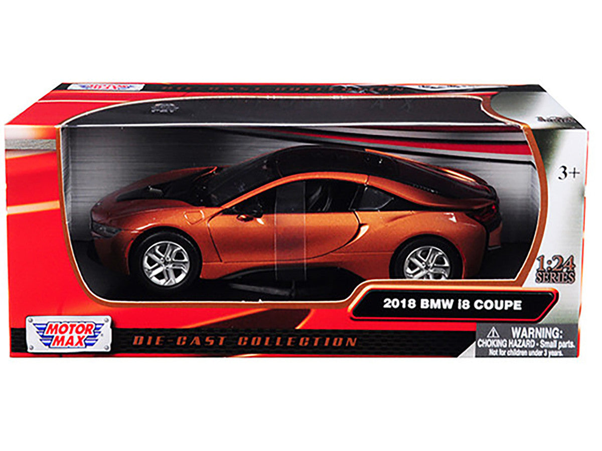 2018 BMW i8 Coupe Metallic Orange with Black Top 1/24 Diecast Model Car by Motormax by Motormax