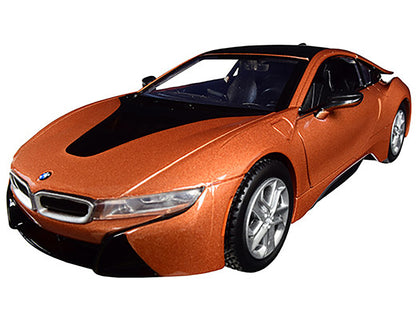 2018 BMW i8 Coupe Metallic Orange with Black Top 1/24 Diecast Model Car by Motormax by Motormax