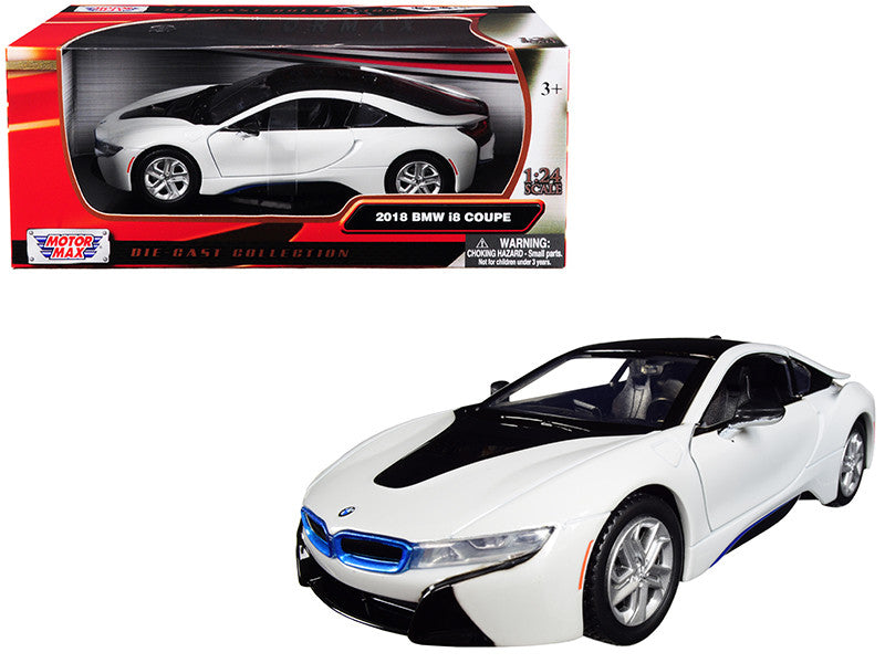 2018 BMW i8 Coupe Metallic White with Black Top 1/24 Diecast Model Car by Motormax by Motormax