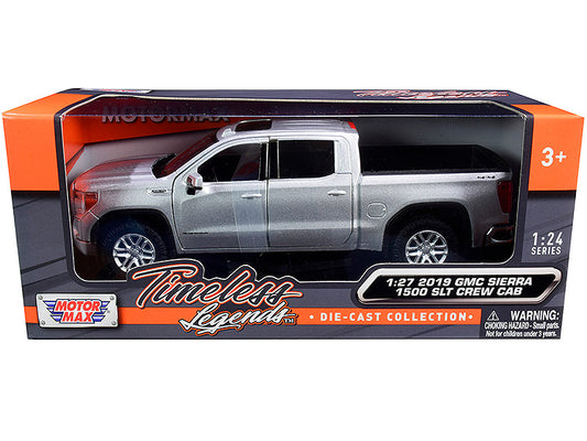 2019 GMC Sierra 1500 SLT Crew Cab Pickup Truck Silver Metallic 1/24-1/27 Diecast Model Car by Motormax by Motormax