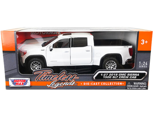2019 GMC Sierra 1500 SLT Crew Cab 4x4 Pickup Truck with Sunroof White "Timeless Legends" Series 1/24-1/27 Diecast Model Car by Motormax by Motormax