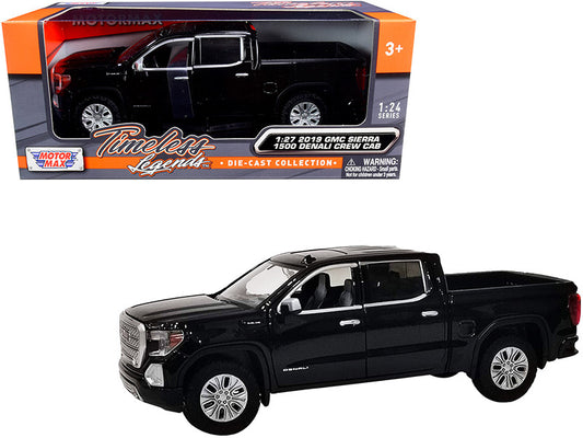 2019 GMC Sierra 1500 Denali Crew Cab Pickup Truck Black 1/24-1/27 Diecast Model Car by Motormax by Motormax