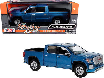 2019 GMC Sierra 1500 Denali Crew Cab Pickup Truck Blue Metallic 1/24-1/27 Diecast Model Car by Motormax by Motormax