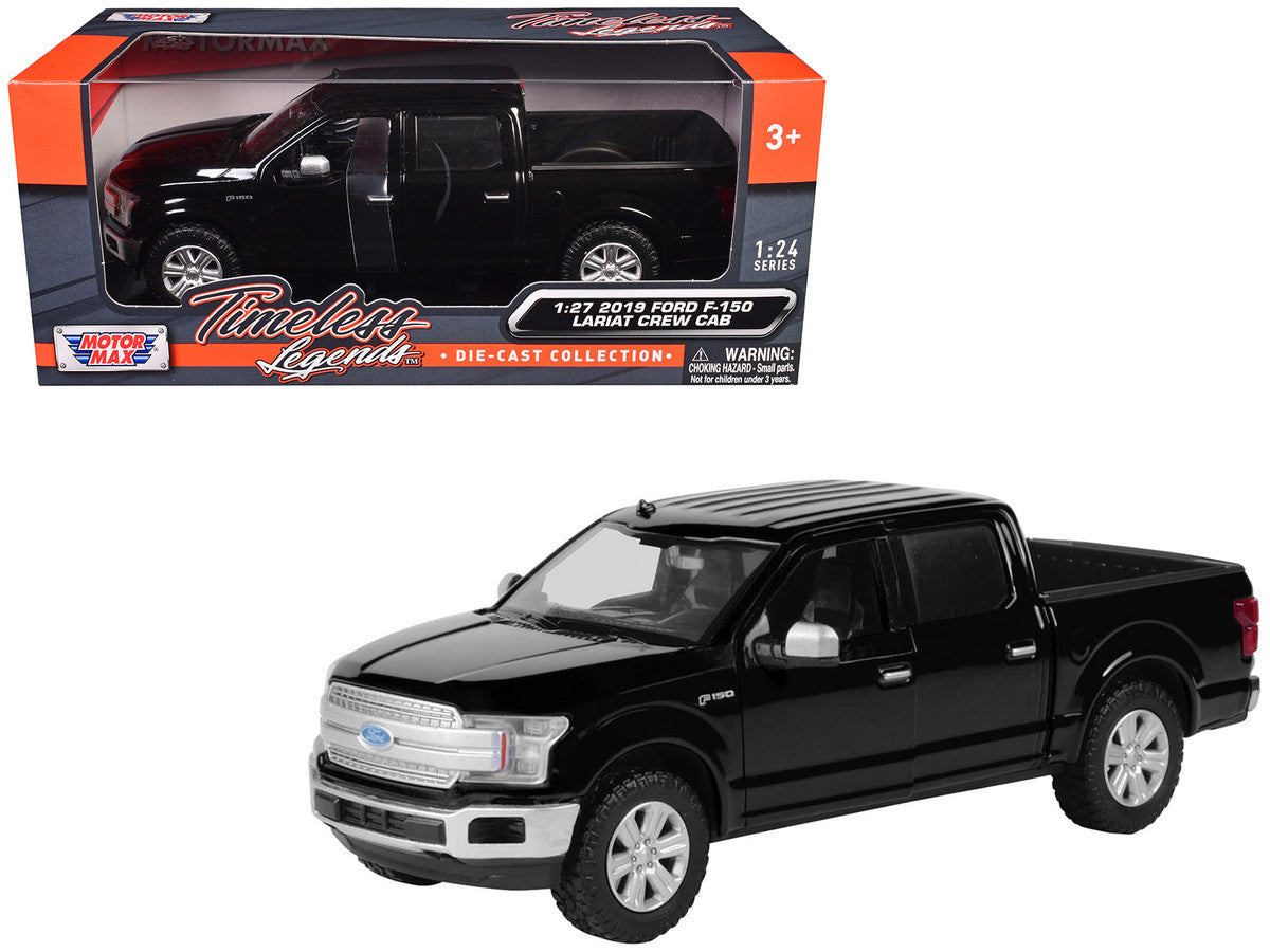 2019 Ford F-150 Lariat Crew Cab Pickup Truck Black 1/24-1/27 Diecast Model Car by Motormax by Motormax