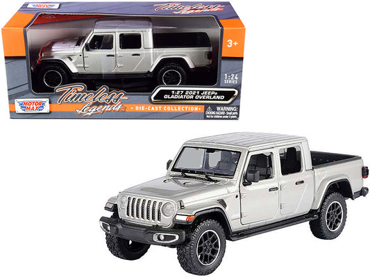 2021 Jeep Gladiator Overland (Closed Top) Pickup Truck Silver Metallic 1/24-1/27 Diecast Model Car by Motormax by Motormax