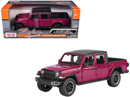 2021 Jeep Gladiator Overland Pickup Truck Purple with Matt Black Top 1/24-1/27 Diecast Model Car by Motormax by Motormax