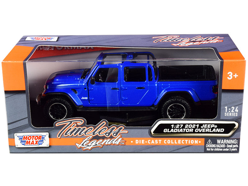 2021 Jeep Gladiator Overland (Open Top) Pickup Truck Blue Metallic 1/24-1/27 Diecast Model Car by Motormax by Motormax