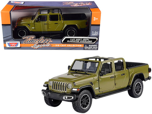 2021 Jeep Gladiator Overland (Open Top) Pickup Truck Matt Green 1/24-1/27 Diecast Model Car by Motormax by Motormax