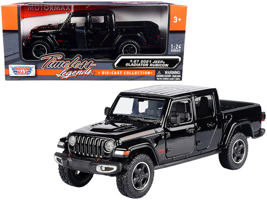 2021 Jeep Gladiator Rubicon (Closed Top) Pickup Truck Black 1/24-1/27 Diecast Model Car by Motormax by Motormax