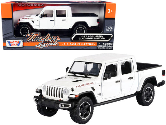 2021 Jeep Gladiator Rubicon (Closed Top) Pickup Truck White 1/24-1/27 Diecast Model Car by Motormax by Motormax