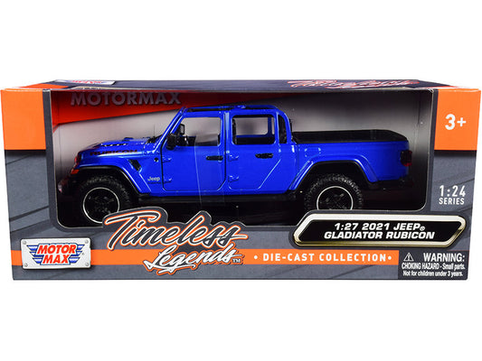 2021 Jeep Gladiator Rubicon (Open Top) Pickup Truck Blue 1/24-1/27 Diecast Model Car by Motormax by Motormax