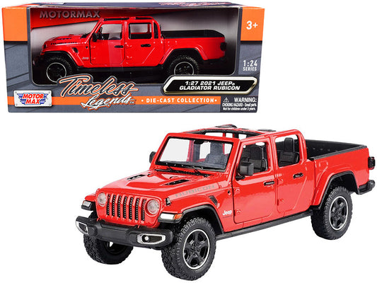 2021 Jeep Gladiator Rubicon (Open Top) Pickup Truck Red 1/24-1/27 Diecast Model Car by Motormax by Motormax