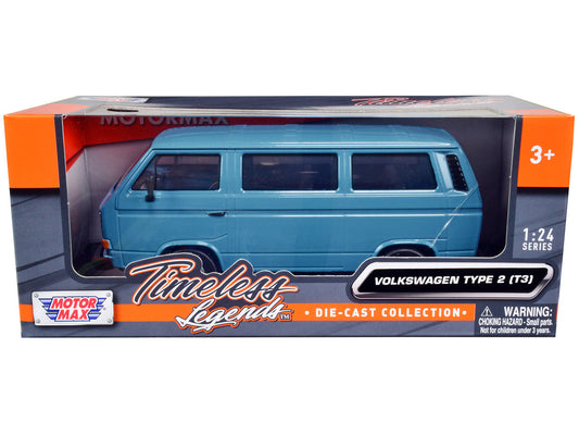 Volkswagen Type 2 (T3) Van Blue "Timeless Legends" Series 1/24 Diecast Model Car by Motormax by Motormax
