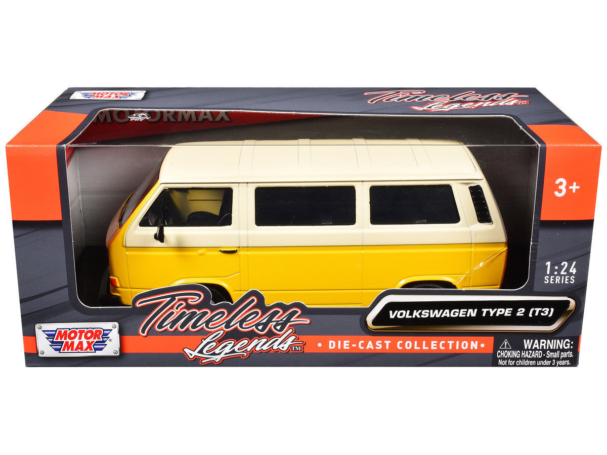 Volkswagen Type 2 (T3) Van Yellow and Beige "Timeless Legends" Series 1/24 Diecast Model Car by Motormax by Motormax
