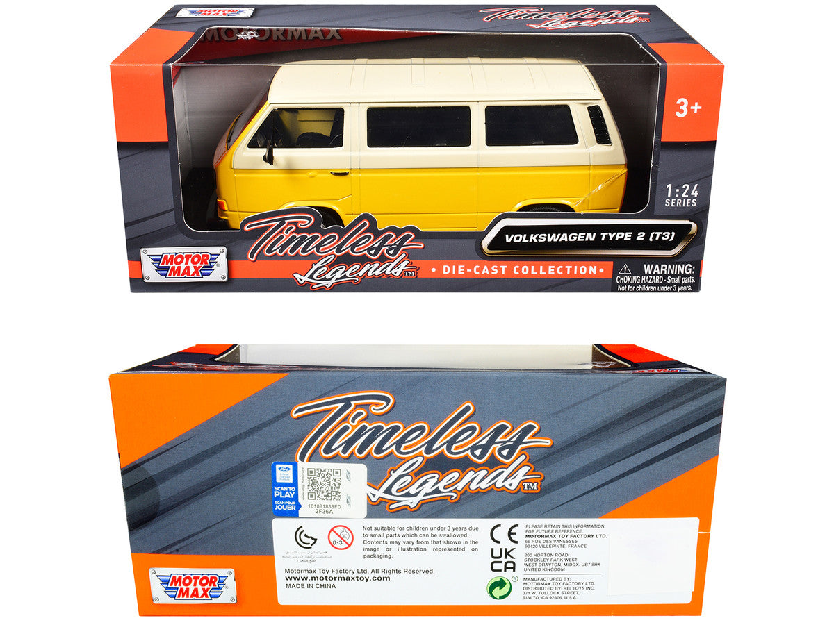 Volkswagen Type 2 (T3) Van Yellow and Beige "Timeless Legends" Series 1/24 Diecast Model Car by Motormax by Motormax