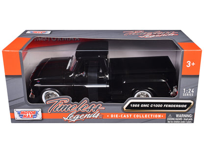 1966 GMC C1000 Fenderside Pickup Truck Black "Timeless Legends" Series 1/24 Diecast Model Car by Motormax by Motormax