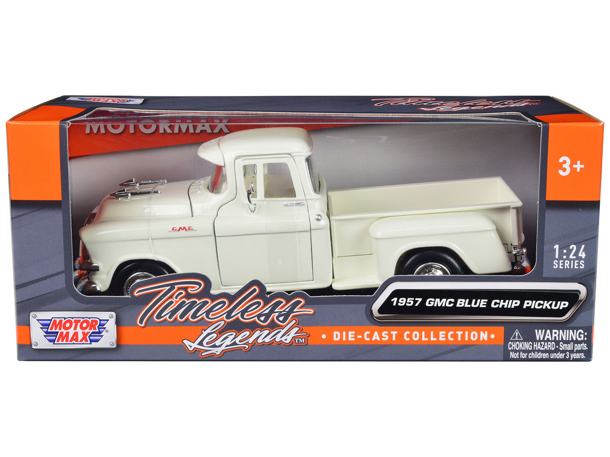 1957 GMC Blue Chip Pickup Truck White "Timeless Legends" Series 1/24 Diecast Model Car by Motormax by Motormax