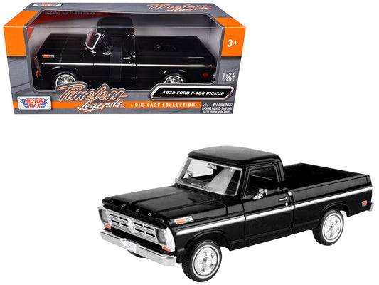1972 Ford F-100 Pickup Truck Black "Timeless Legends" Series 1/24 Diecast Model Car by Motormax by Motormax