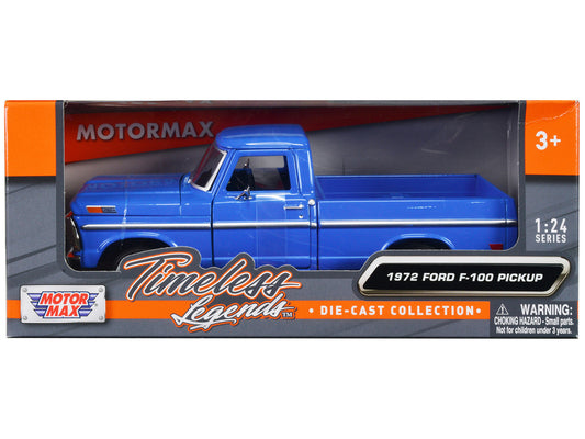 1972 Ford F-100 Pickup Truck Blue "Timeless Legends" Series 1/24 Diecast Model Car by Motormax by Motormax