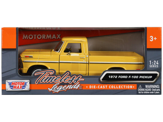 1972 Ford F-100 Pickup Truck Yellow "Timeless Legends" Series 1/24 Diecast Model Car by Motormax by Motormax