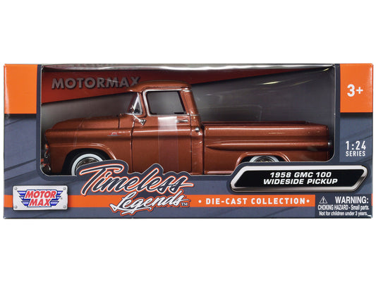 1958 GMC 100 Wideside Pickup Truck Brown Metallic "Timeless Legends" Series 1/24 Diecast Model Car by Motormax by Motormax