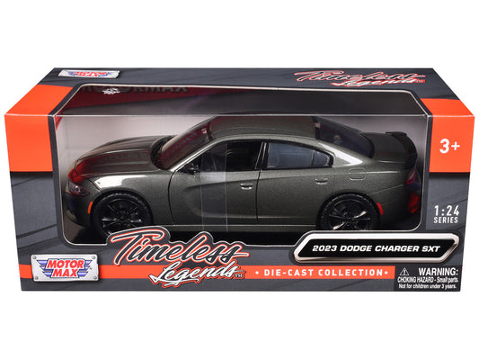 2023 Dodge Charger SXT Gray Metallic "Timeless Legends" Series 1/24 Diecast Model Car by Motormax by Motormax