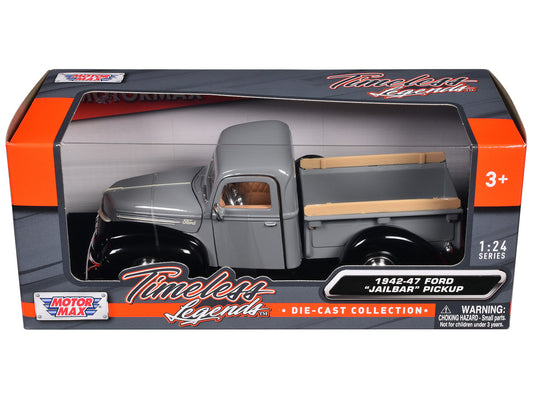 1942-47 Ford "Jailbar" Pickup Truck Gray and Black "Timeless Legends" Series 1/24 Diecast Model Car by Motormax by Motormax