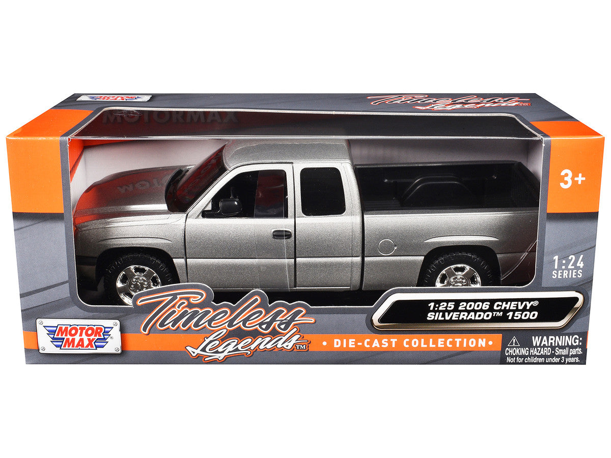 2006 Chevrolet Silverado 1500 Pickup Truck Gray Metallic "Timeless Legends" Series 1/25 Diecast Model Car by Motormax by Motormax