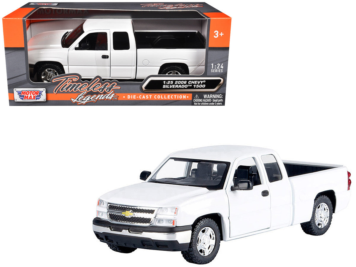 2006 Chevrolet Silverado 1500 Pickup Truck White "Timeless Legends" Series 1/25 Diecast Model Car by Motormax by Motormax