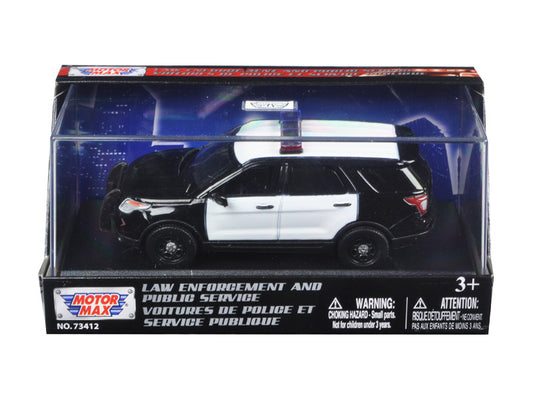 2015 Ford Police Interceptor Utility Plain Black and White 1/43 Diecast Model Car by Motormax by Motormax