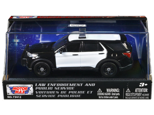 2022 Ford Police Interceptor Utility Black and White Unmarked "Law Enforcement and Public Service" Series 1/43 Diecast Model Car by Motormax by Motormax