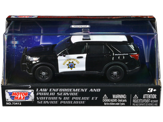 2022 Ford Police Interceptor Utility "California Highway Patrol" Black and White "Law Enforcement and Public Service" Series 1/43 Diecast Model Car by Motormax by Motormax
