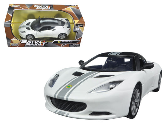 Lotus Evora S Matt White with Black Top and Gray Stripes "Satin Paint" Series 1/24 Diecast Model Car by Motormax by Motormax