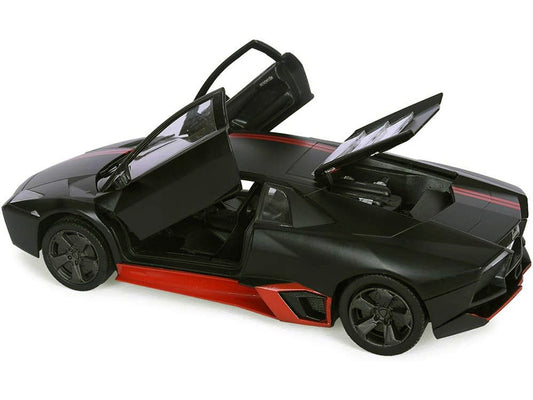 Lamborghini Reventon Matt Black with Red Stripes "Satin Paint" Series 1/24 Diecast Model Car by Motormax by Motormax