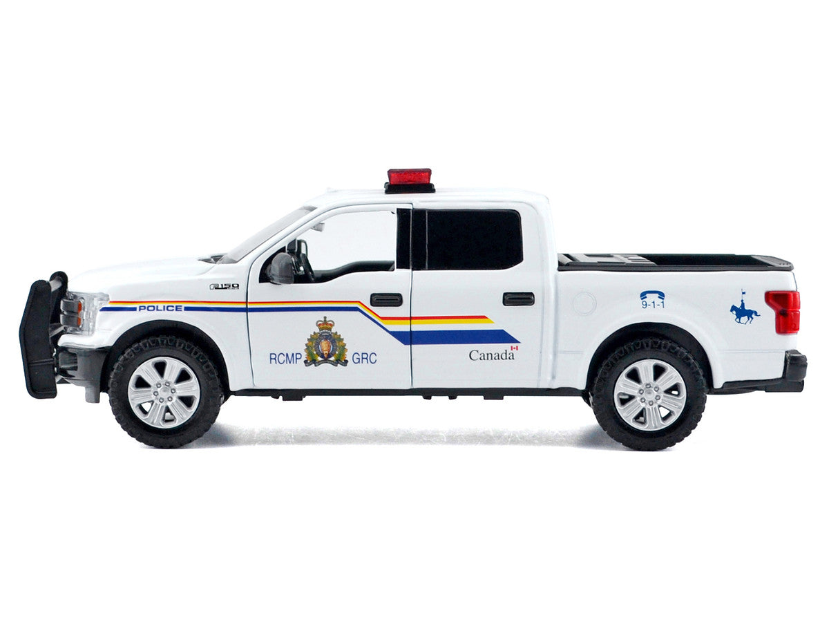 2019 Ford F-150 Lariat Crew Cab Pickup Truck "Royal Canadian Mounted Police" White with Flashing Light Bar and Front and Rear Lights and Sounds "Law Enforcement and Public Service" Series 1/24-1/27 Diecast Model Car by Motormax