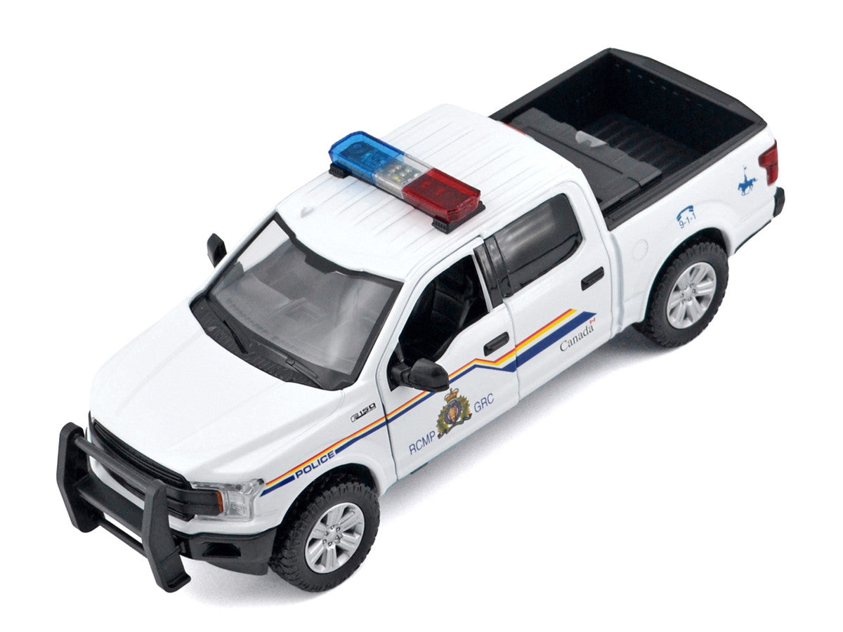 2019 Ford F-150 Lariat Crew Cab Pickup Truck "Royal Canadian Mounted Police" White with Flashing Light Bar and Front and Rear Lights and Sounds "Law Enforcement and Public Service" Series 1/24-1/27 Diecast Model Car by Motormax
