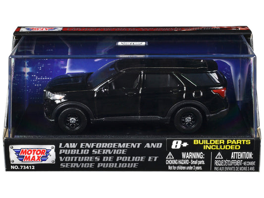 2022 Ford Police Interceptor Utility Black Unmarked "Custom Builder's Kit" "Law Enforcement and Public Service" Series 1/43 Diecast Model Car by Motormax by Motormax