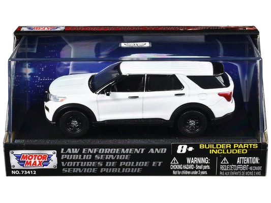 2022 Ford Police Interceptor Utility White Unmarked "Custom Builder's Kit" "Law Enforcement and Public Service" Series 1/43 Diecast Model Car by Motormax by Motormax
