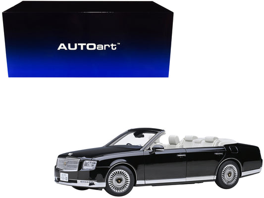 Toyota Century Open Car Convertible RHD (Right Hand Drive) Black with White Interior 1/18 Model Car by Autoart by Autoart